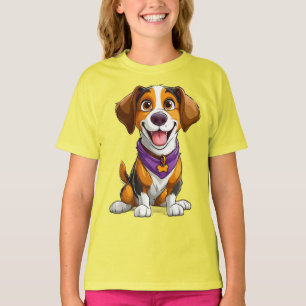 T-shirt Illustration de dessin animé de chien heureux