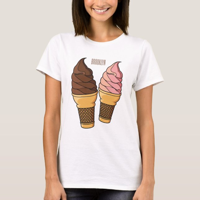 T-shirt Illustration de dessin animé de cône de glace (Devant)