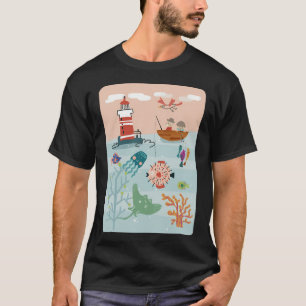 T-shirt Illustration de dessin animé de pêche au manchot m