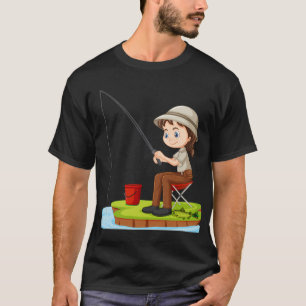 T-shirt Illustration de dessin animé de pêche de mignon en