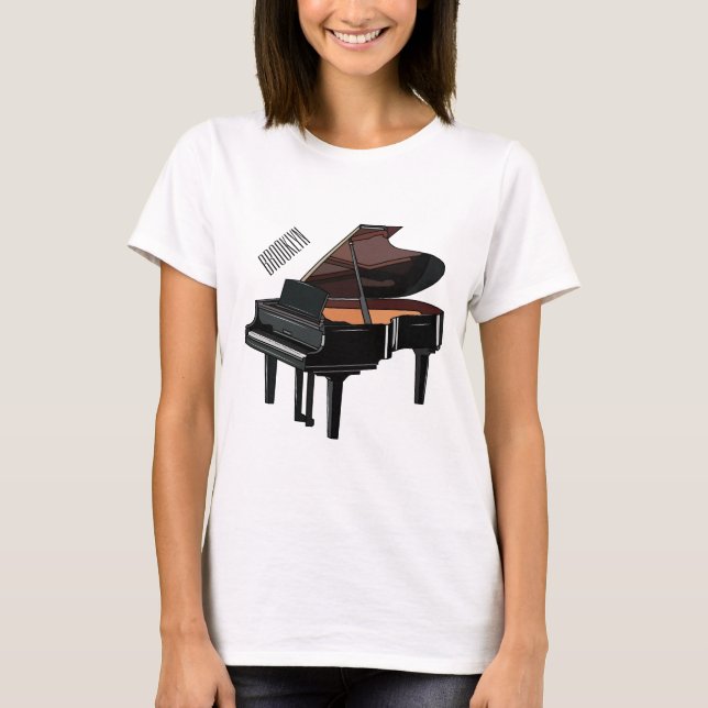 T-shirt illustration de dessin animé de piano (Devant)