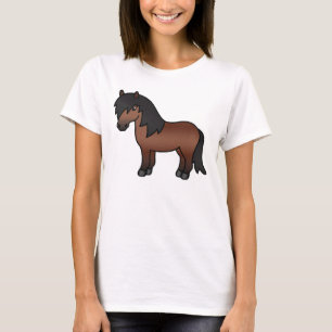 T-shirt Illustration de dessin animé de poney Shetland bai