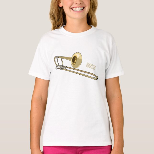 T-shirt Illustration de dessin animé de Trombone (Devant)