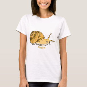 T-shirt Illustration de dessin animé d'escargot jaune mign
