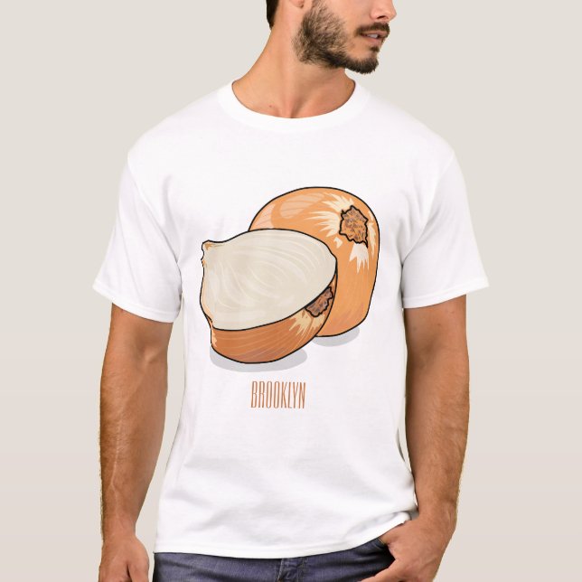 T-shirt Illustration de dessin animé d'oignon  (Devant)
