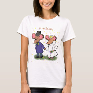T-shirt Illustration de dessin animé d'un couple de souris