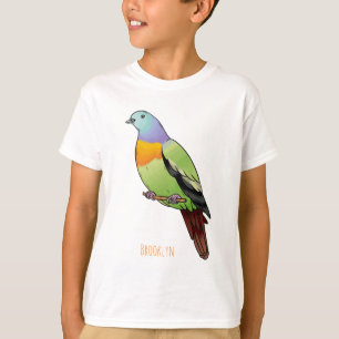 T-shirt Illustration de dessin animé d'un pigeon vert à co