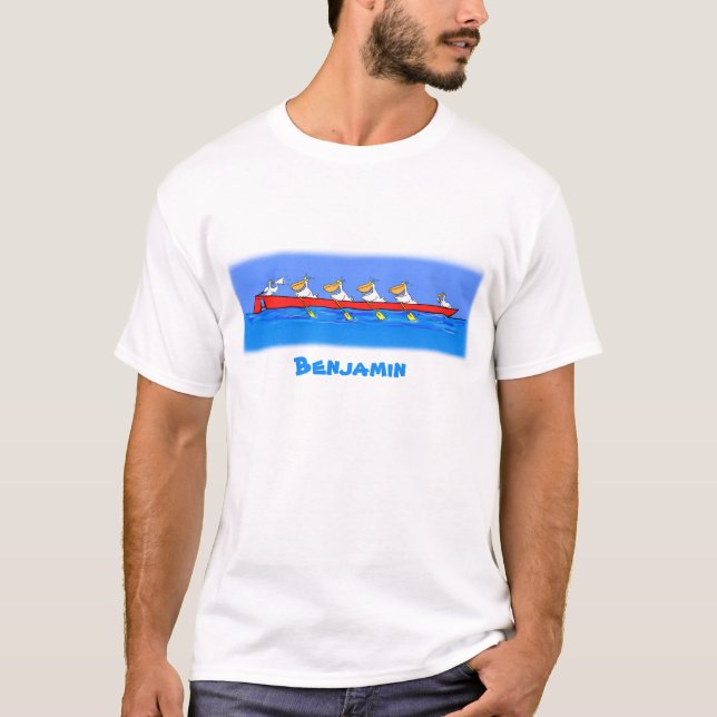 T-shirt Illustration de dessin animé d'une équipe de rameu (Devant)