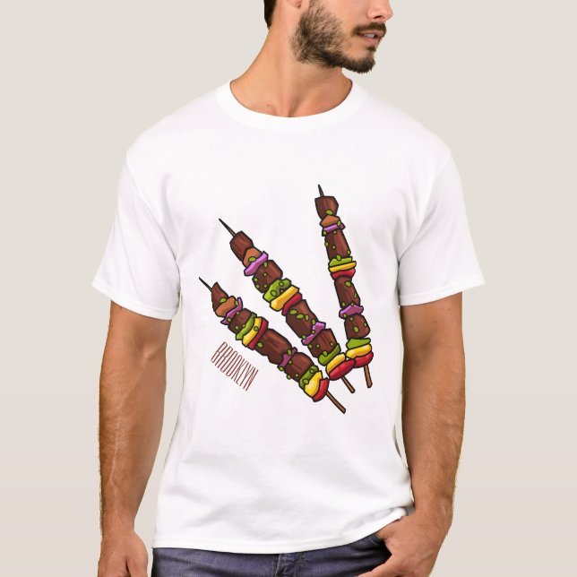T-shirt Illustration de dessin animé Kebab ou kabob (Devant)