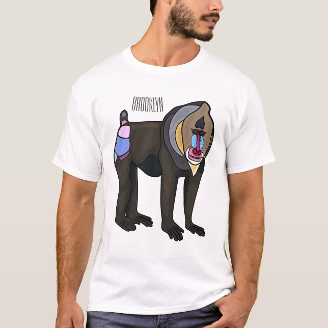 T-shirt Illustration de dessin animé Mandrill (Devant)