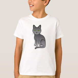 T-shirt Illustration de dessin animé mignon de chat bleu r
