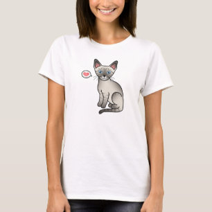 T-shirt Illustration de dessin animé mignon de chat siamoi
