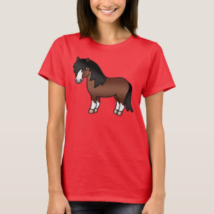 T-shirt Illustration de dessin animé mignon de poney Shetl