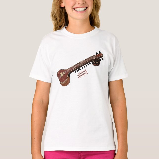 T-shirt Illustration de dessin de Sitar (Devant)