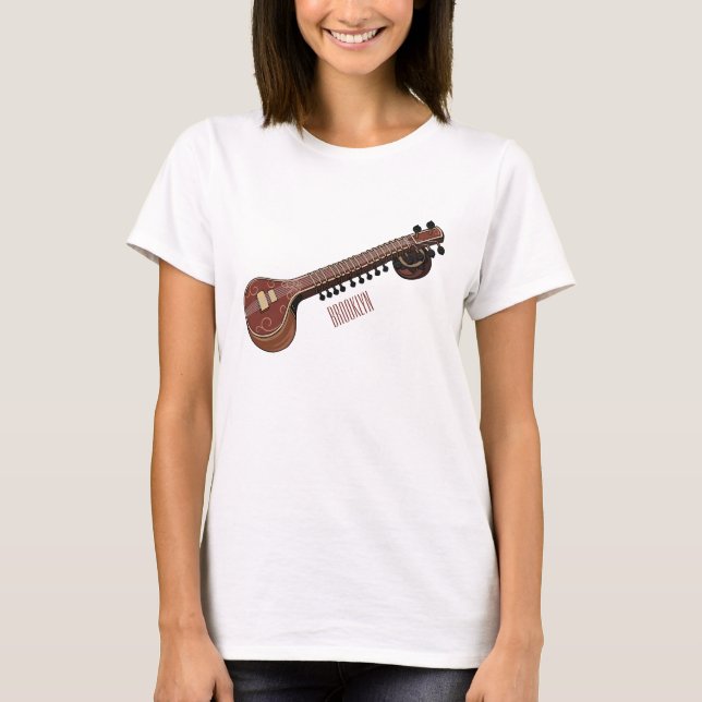 T-shirt Illustration de dessin de Sitar (Devant)