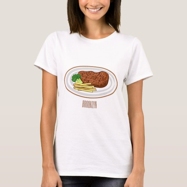 T-shirt Illustration de dessin de steak (Devant)