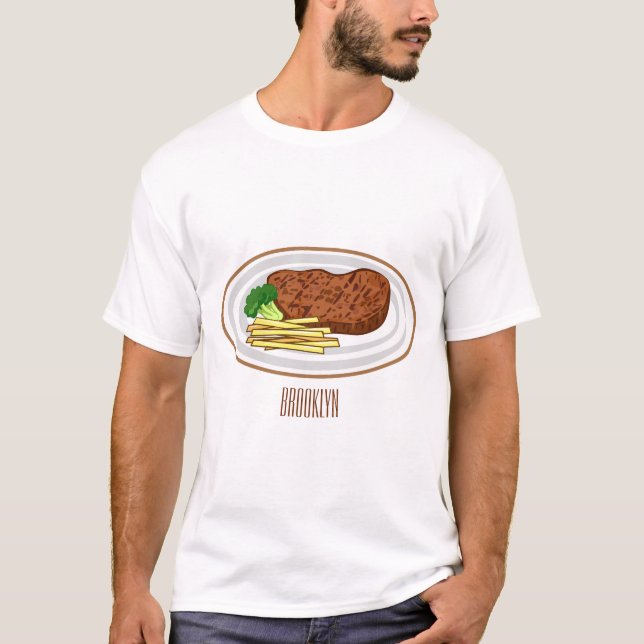 T-shirt Illustration de dessin de steak (Devant)