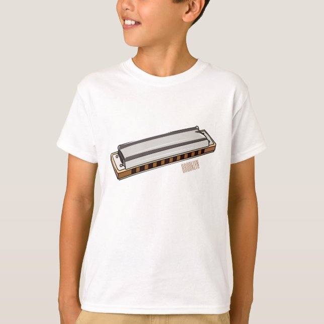 T-shirt Illustration de dessin d'Harmonica (Devant)