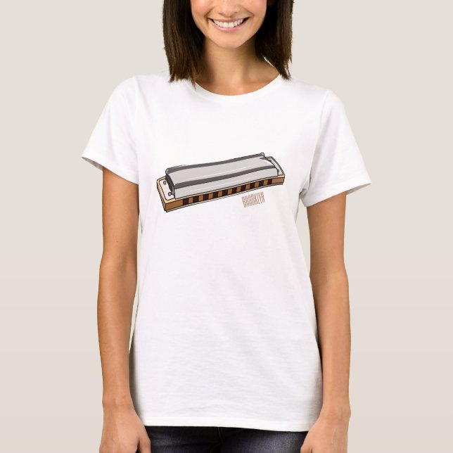 T-shirt Illustration de dessin d'Harmonica (Devant)