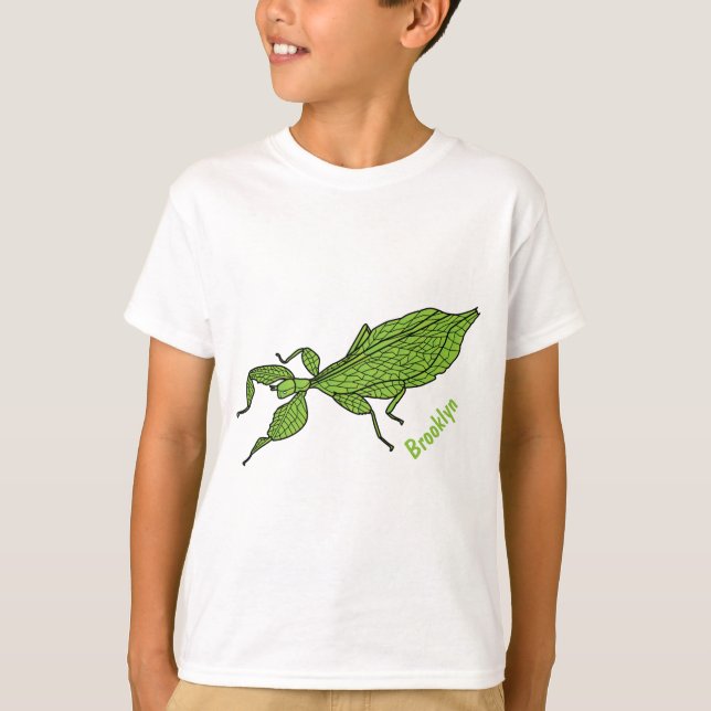 T-shirt Illustration de dessin d'insecte des feuilles vert (Devant)