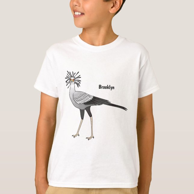 T-shirt Illustration de dessin du secrétaire pour oiseaux (Devant)