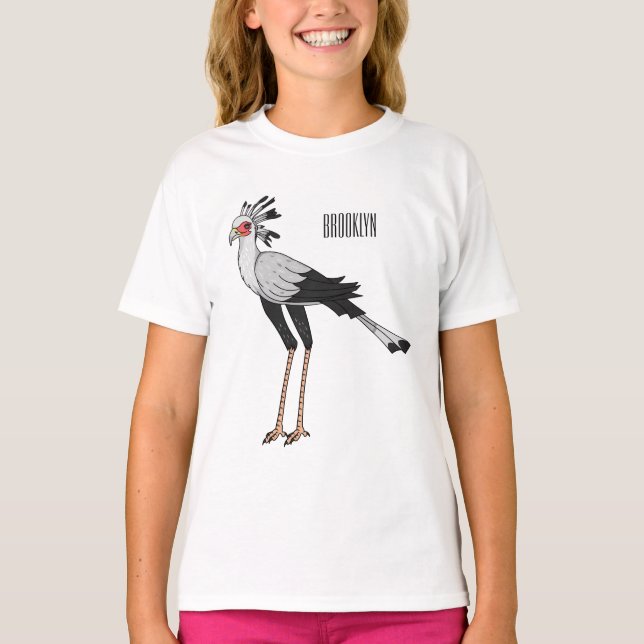 T-shirt Illustration de dessin du secrétaire pour oiseaux (Devant)