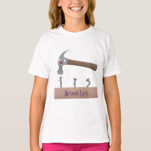 T-shirt Illustration de dessin mignon, marteau et ongles
