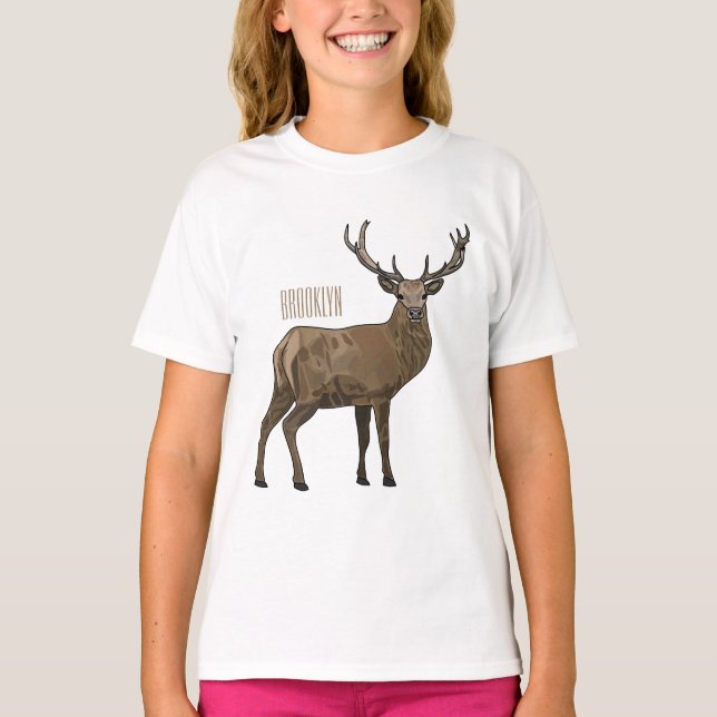 T-shirt Illustration de dessin sur le cerf (Devant)