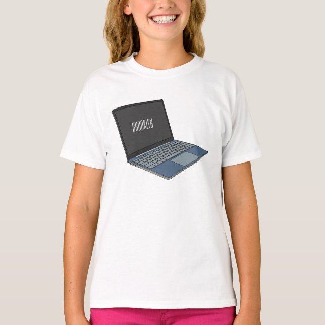 T-shirt Illustration de dessin sur ordinateur portable (Devant)