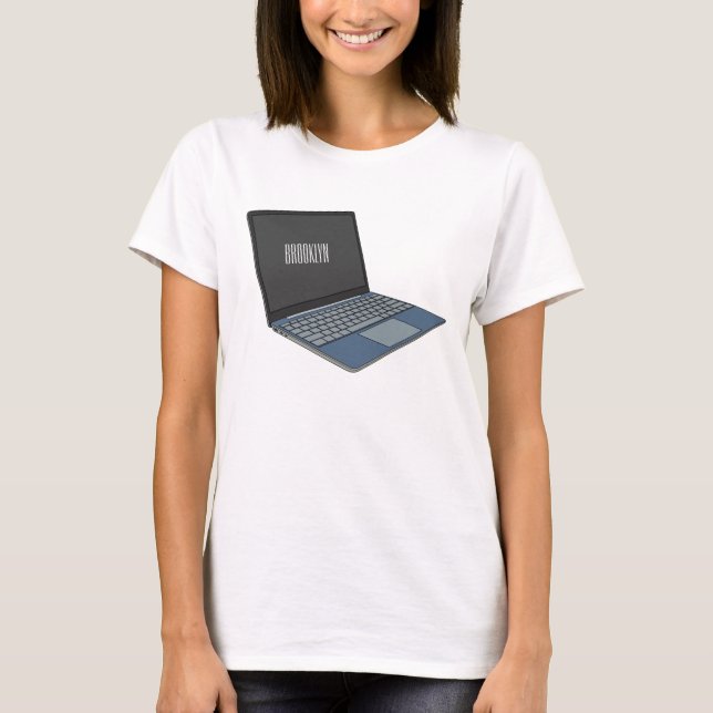 T-shirt Illustration de dessin sur ordinateur portable (Devant)