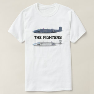 T-shirt Illustration de deux avions de chasse – Avion mili
