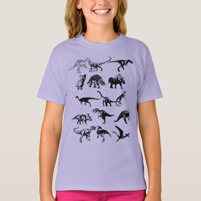 T-shirt Illustration de dinosaures agrafés (Devant)
