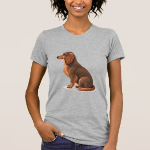 T-shirt Illustration de dos de teckel vintage à poils long
