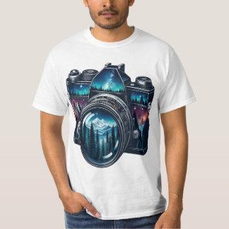 T-shirt Illustration de double exposition de caméra de nat