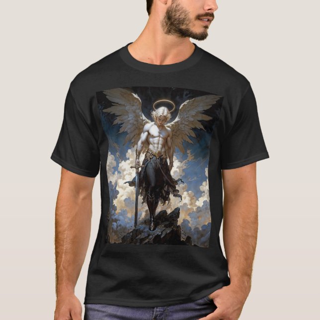 T-shirt Illustration de fantasy de l'Archange Michel (Devant)