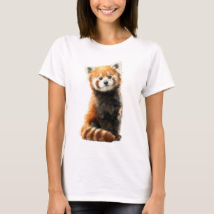 T-shirt Illustration de femme avec un adorable panda roux
