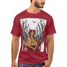 Illustration de femme d'art folklorique floral vin