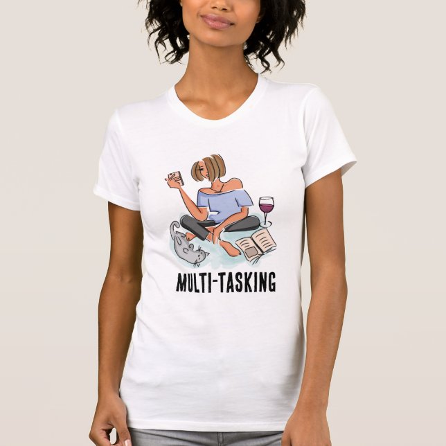 T-shirt Illustration de femme multitâche (Devant)