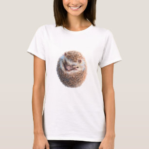 T-shirt Illustration de femmes au hérisson endormi recroqu