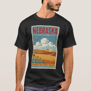 T-shirt Illustration de ferme de prairie du Nebraska, Art