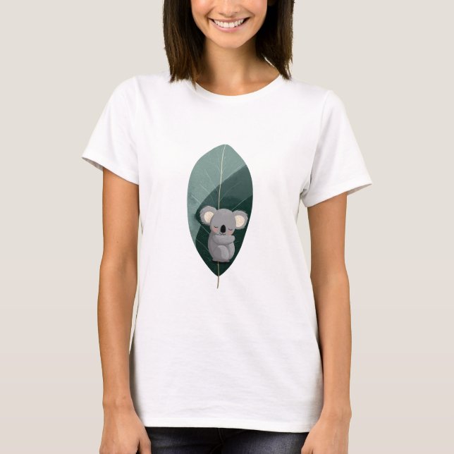 T-shirt Illustration de feuille de koala endormi (Devant)