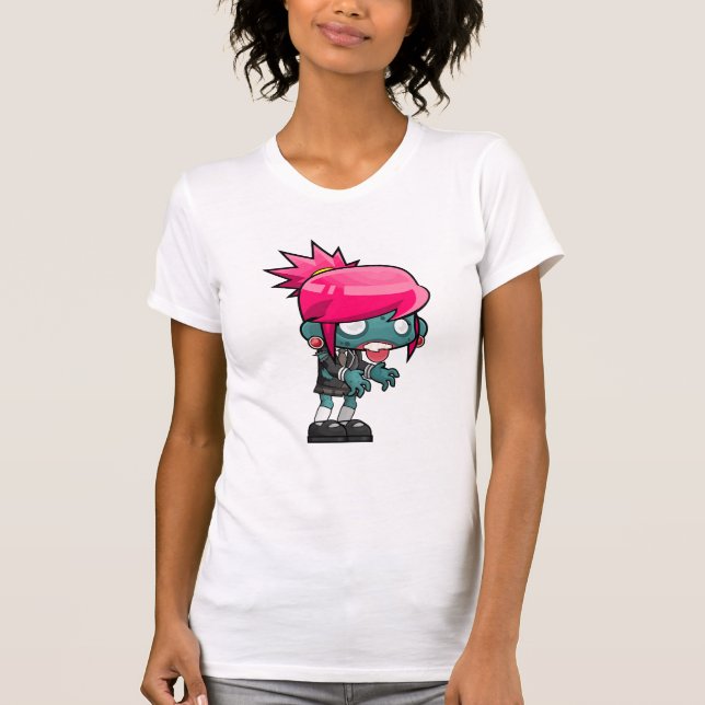 T-shirt Illustration de fille Zombie Punk Rock (Devant)