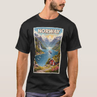 Illustration de fjord norvégien Art de voyage vint