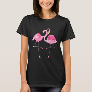 T-shirt Illustration de Flamants roses mignons roses et bl