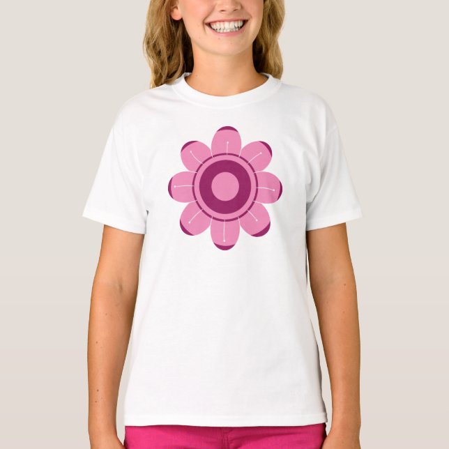 T-shirt Illustration de fleur rose abstraite (Devant)