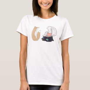 T-shirt Illustration de Fox mignonne et de lapin