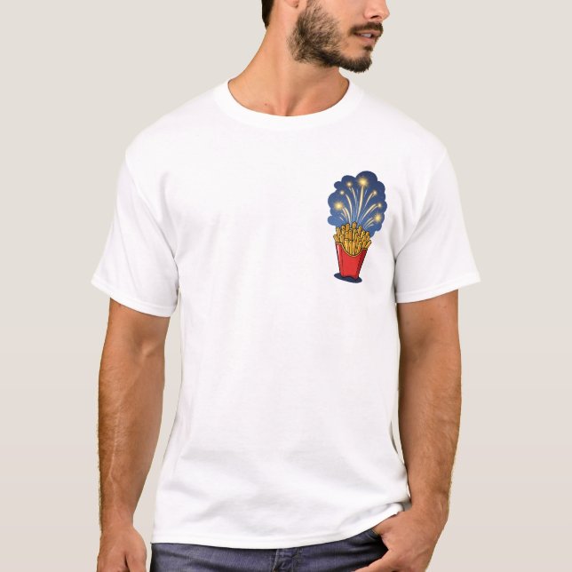T-shirt Illustration de frites feu d'artifice avec étincel (Devant)