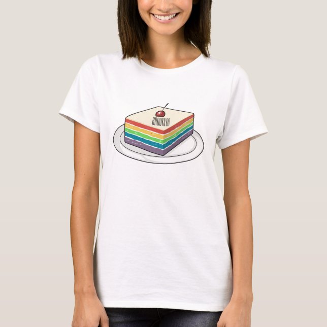 T-shirt Illustration de gâteau arc-en-ciel (Devant)