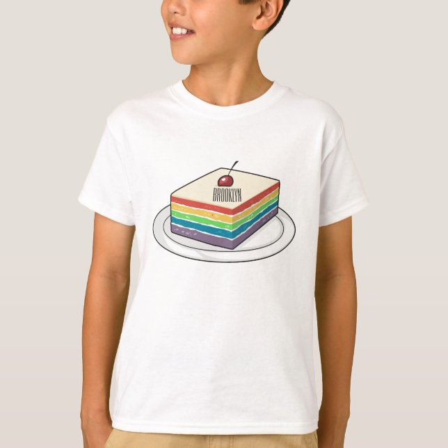 T-shirt Illustration de gâteau arc-en-ciel (Devant)