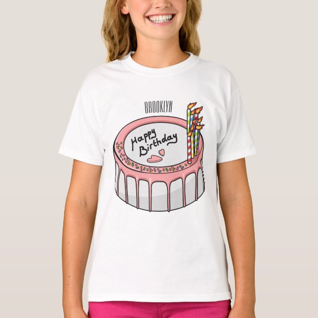 T-shirt Illustration de gâteau d'anniversaire (Devant)